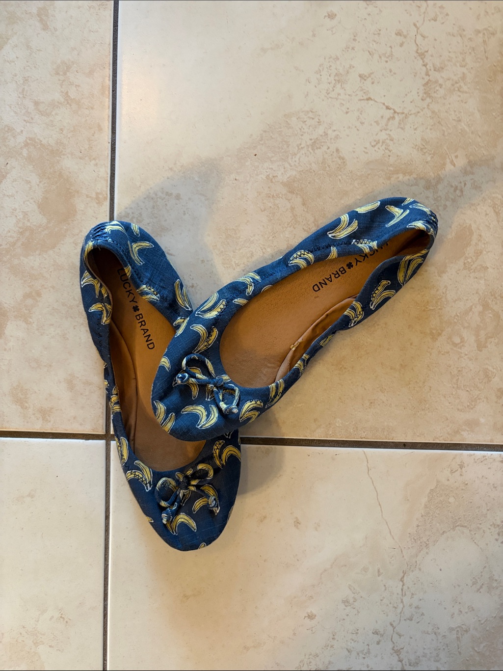 Lucky Brand Navy Ballet Flats With Yellow Banana Print